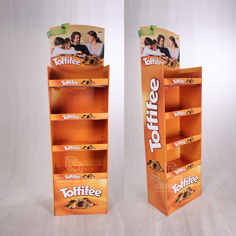 4 Shelf Cardboard Floor Display Rack for Toffee Candy-2 4 Shelf Cardboard Floor Display Rack for Toffee Candy-2