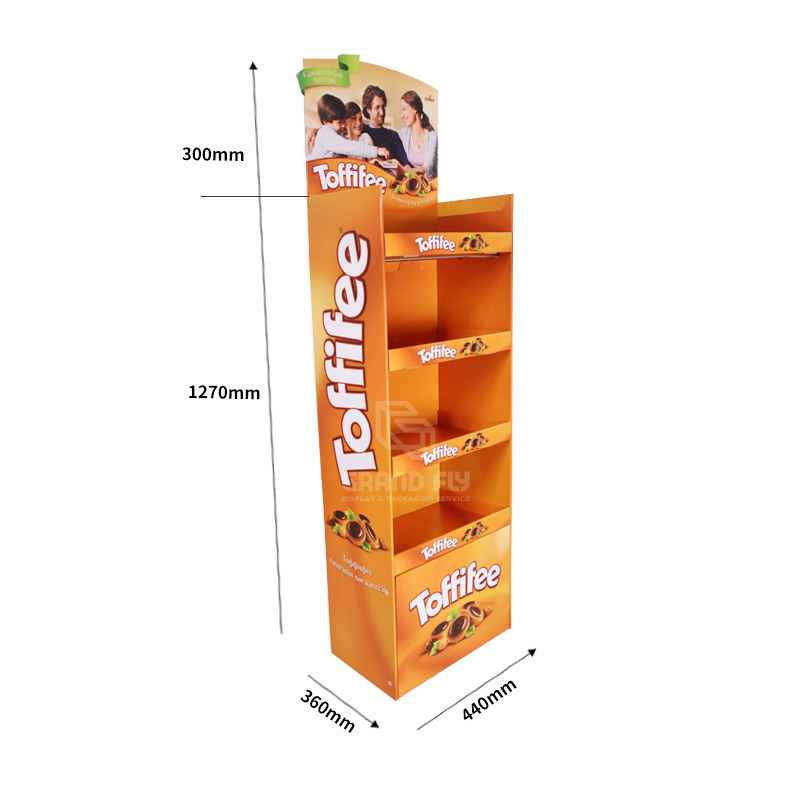 4 Shelf Cardboard Floor Display Rack for Toffee Candy-4 4 Shelf Cardboard Floor Display Rack for Toffee Candy-4