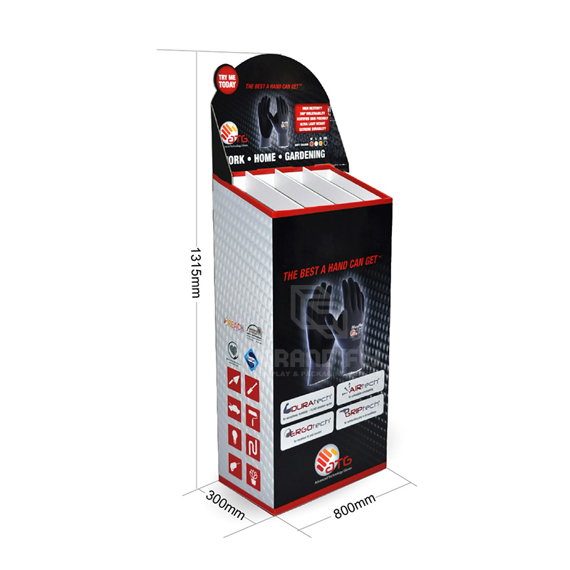 Cardboard Dump Bins Display with Compartments for Glove-4 Cardboard Dump Bins Display with Compartments for Glove-4
