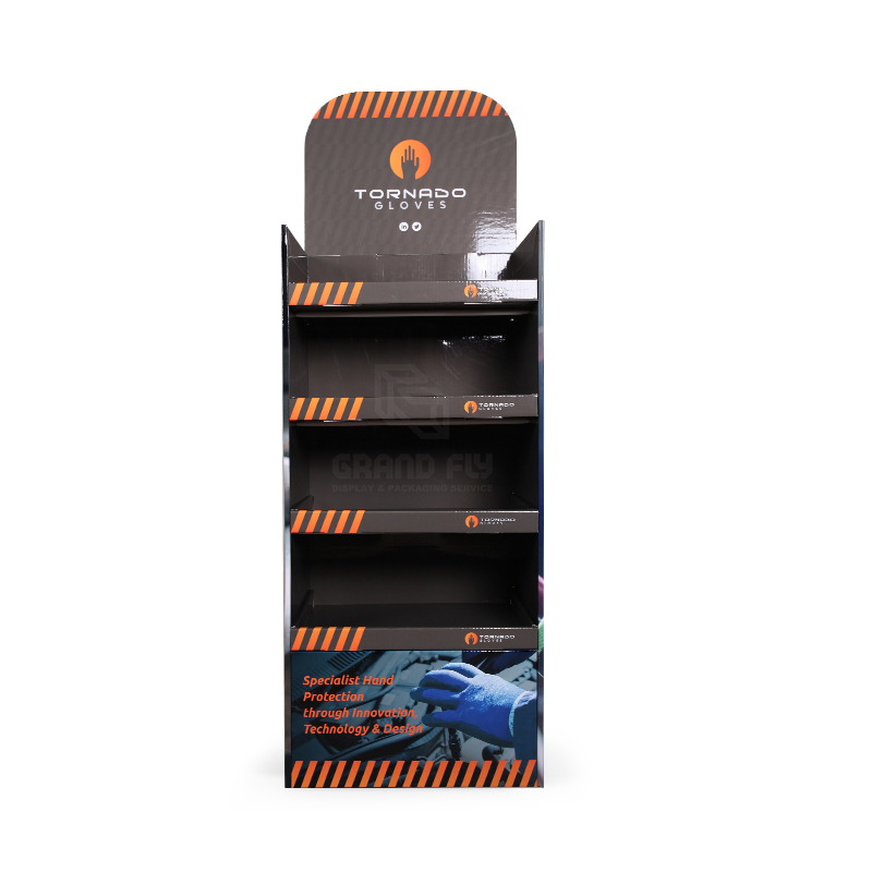 Cardboard Floor Display Stand with Four Tier for Gloves-2 Cardboard Floor Display Stand with Four Tier for Gloves-2