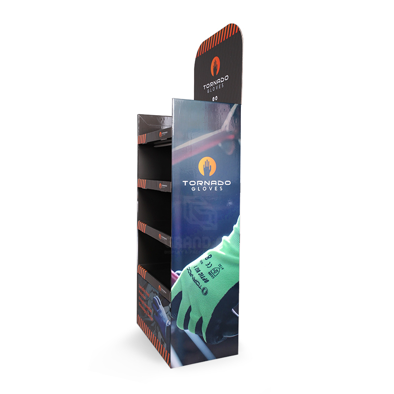 Cardboard Floor Display Stand with Four Tier for Gloves-3 Cardboard Floor Display Stand with Four Tier for Gloves-3