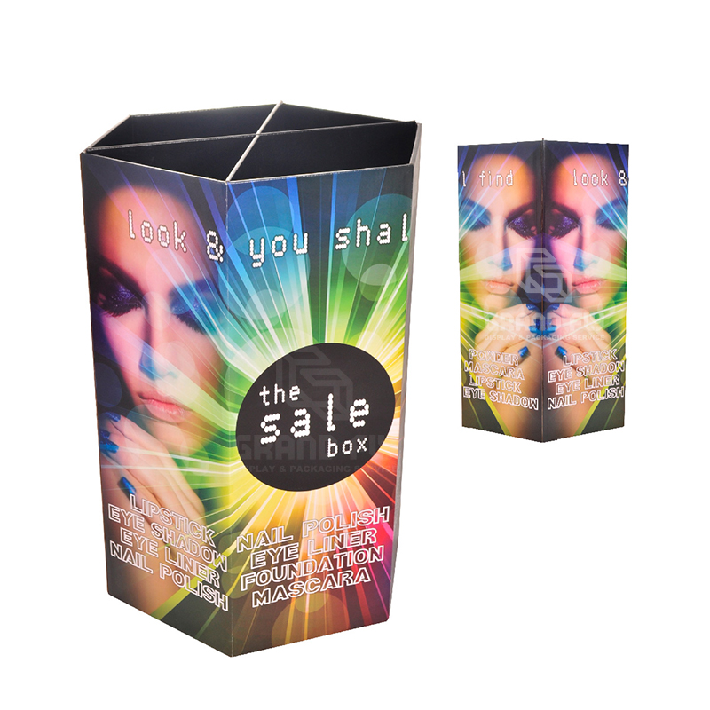 Cardboard Hexagon Dump Bins with Compartments-2 Cardboard Hexagon Dump Bins with Compartments-2