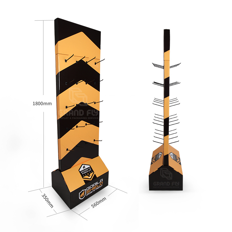 Two Side Corrugated Floor Display Hook Display-4 Two Side Corrugated Floor Display Hook Display-4