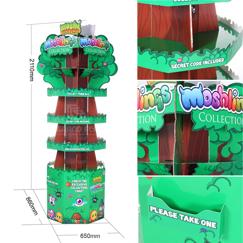 Four-Side Tree Shape Cardboard Floor Display Stand for Toy-4 Four-Side Tree Shape Cardboard Floor Display Stand for Toy-4