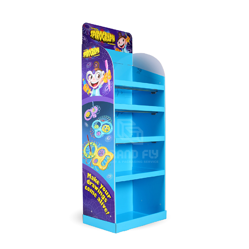 Cardboard POP Retail Floor Shelf Display for CrayonStationery-1