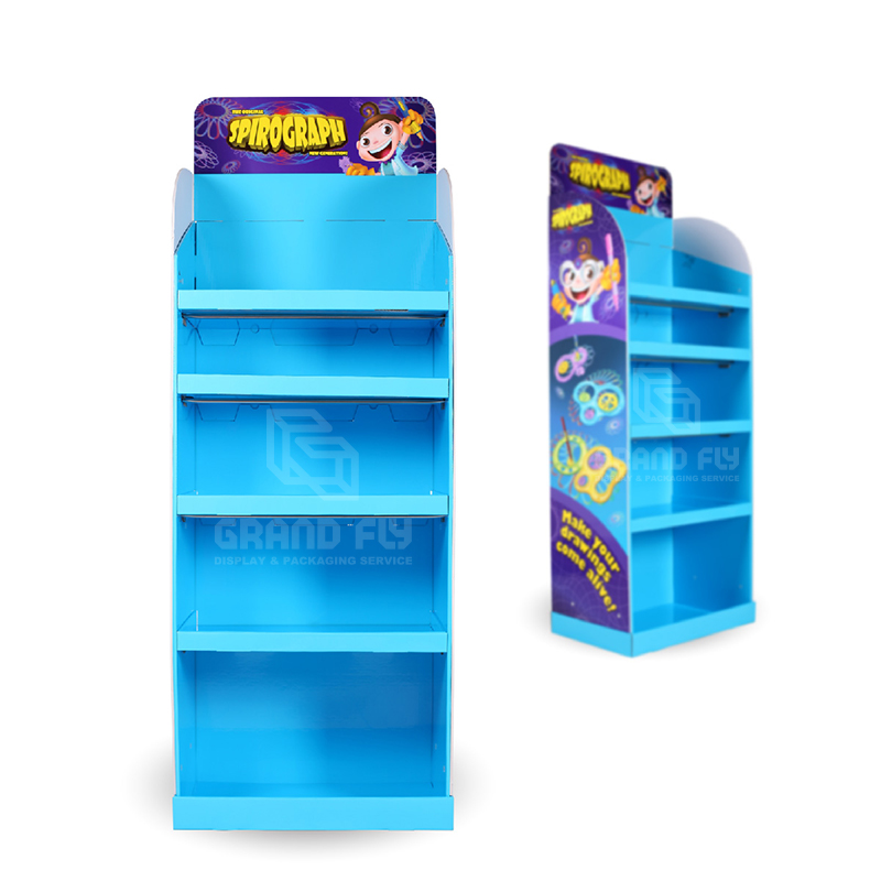 Cardboard POP Retail Floor Shelf Display for CrayonStationery-2