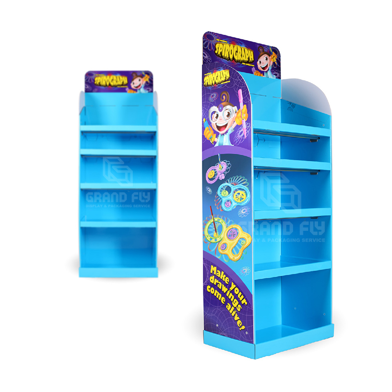 Cardboard POP Retail Floor Shelf Display for CrayonStationery-3 Cardboard POP Retail Floor Shelf Display for CrayonStationery-3