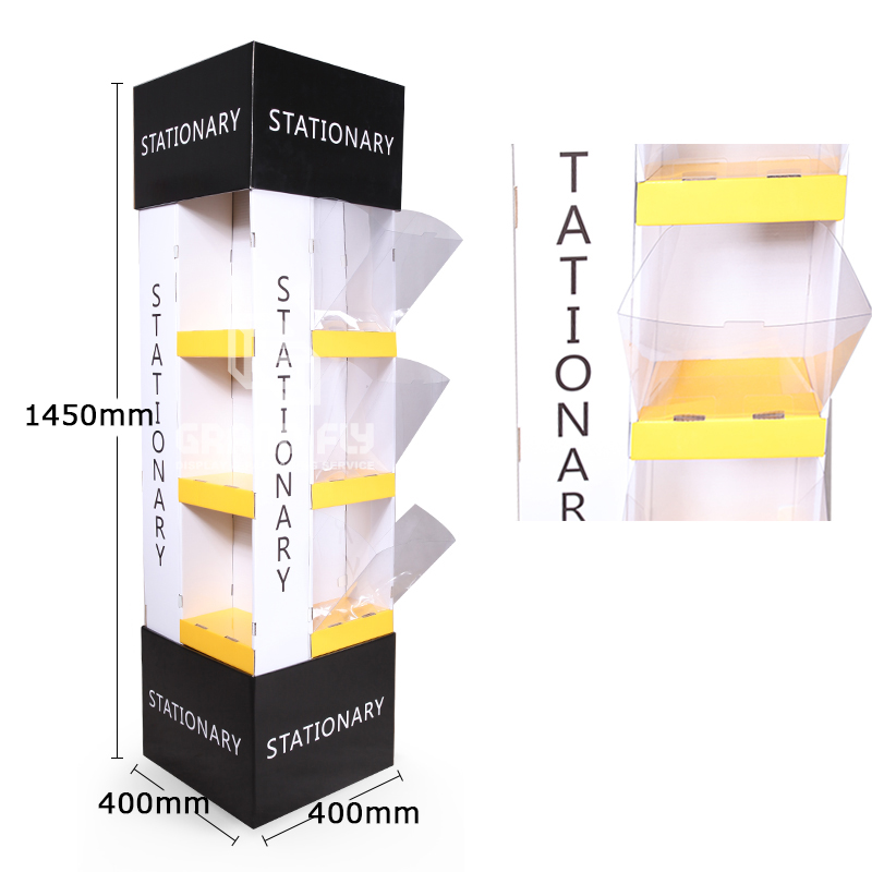 4-Sided Corrugated Temporary Floor Display Rack for StationeryNotebook-4 4-Sided Corrugated Temporary Floor Display Rack for StationeryNotebook-4