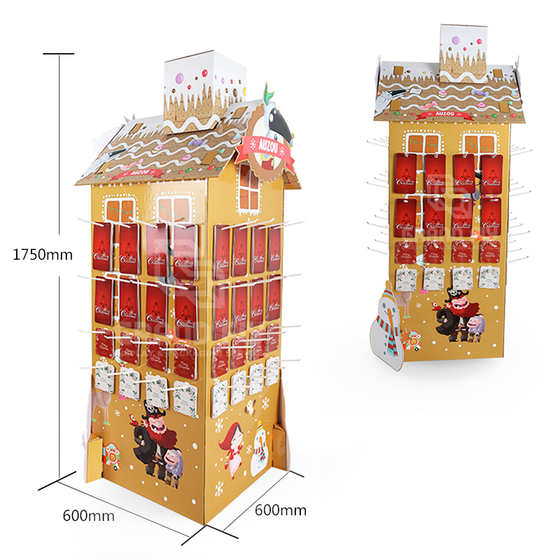 4-Sided FSDU Christmas Cardboard Hook Display Stand for Gift-6