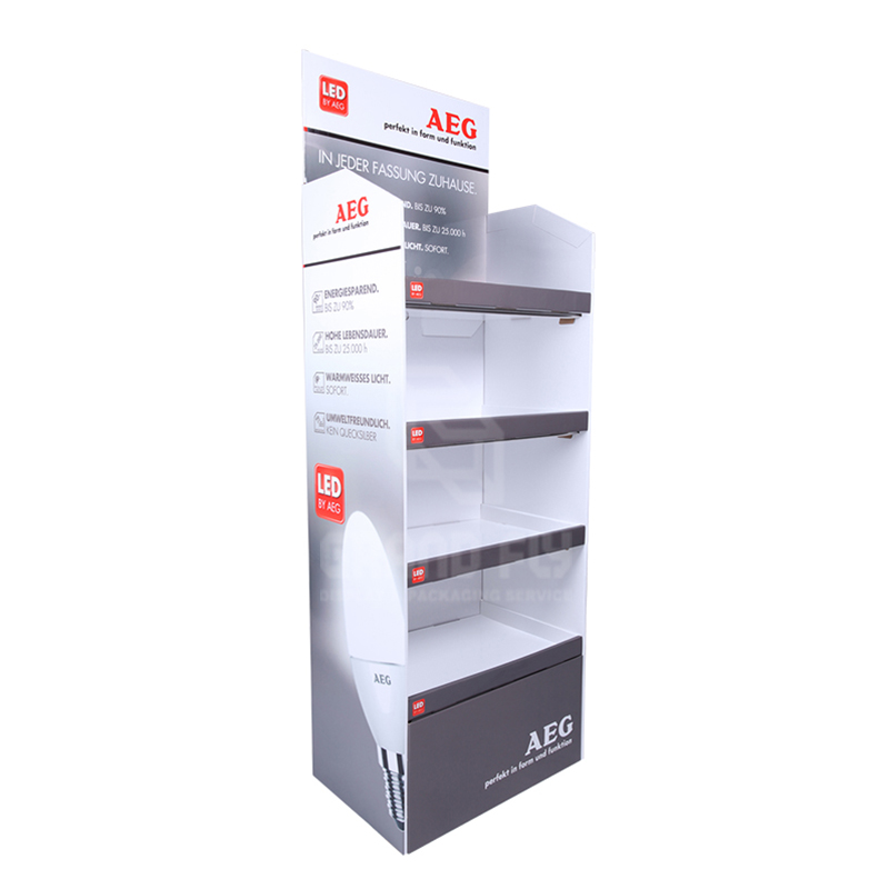 4-Tiers LED Lamps POS Floor Cardboard Display Stand-1