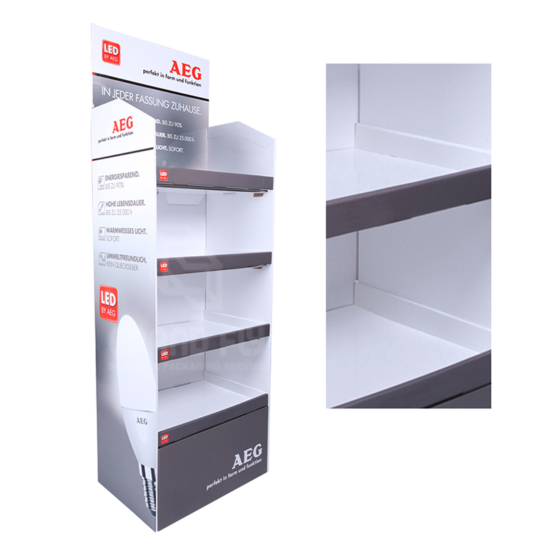 4-Tiers LED Lamps POS Floor Cardboard Display Stand-5