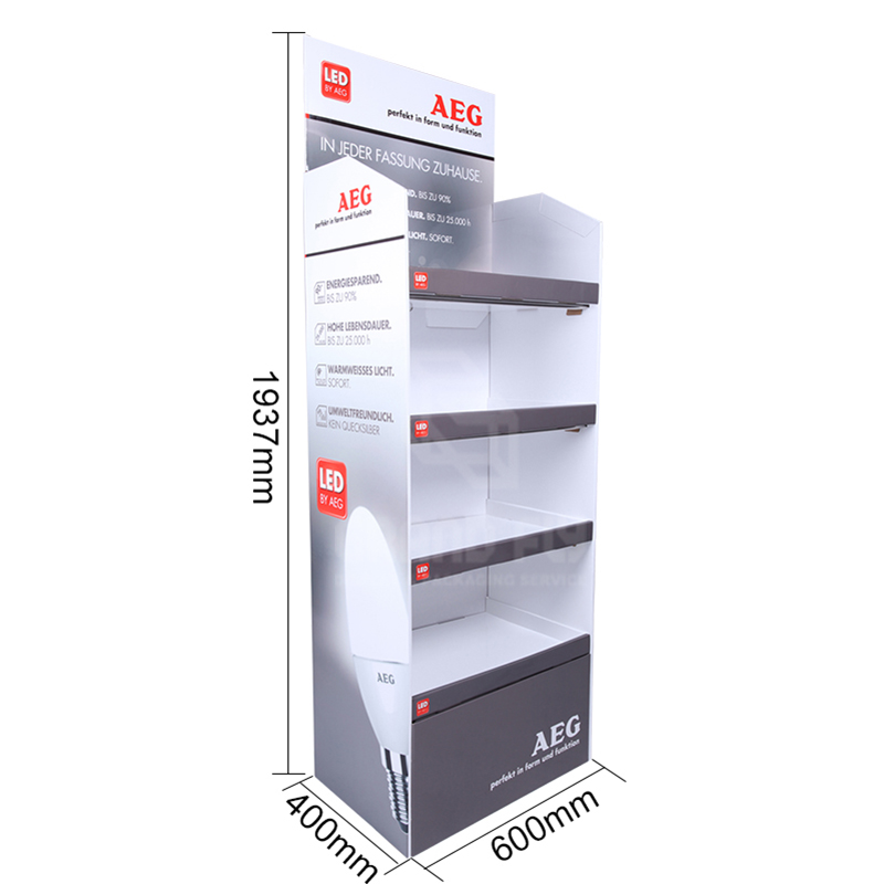 4-Tiers LED Lamps POS Floor Cardboard Display Stand-6