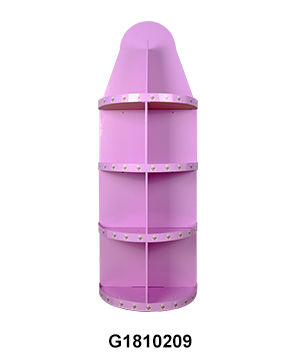 4-sided Removable Cardboard Round POS Display Stand Rack with Wheel