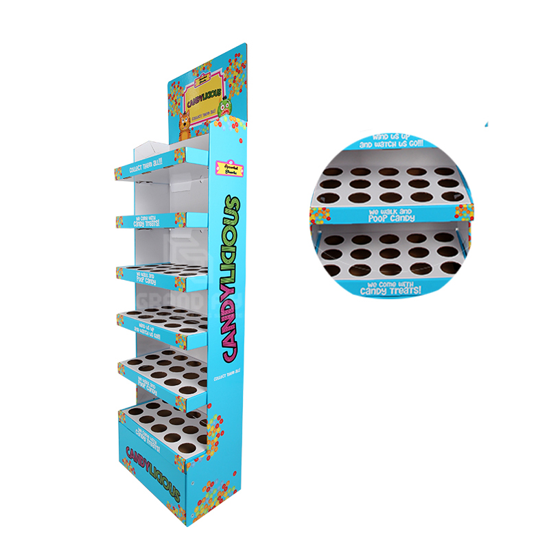 Floor Cardboard Retail Candy Display Stand with Shelf-6