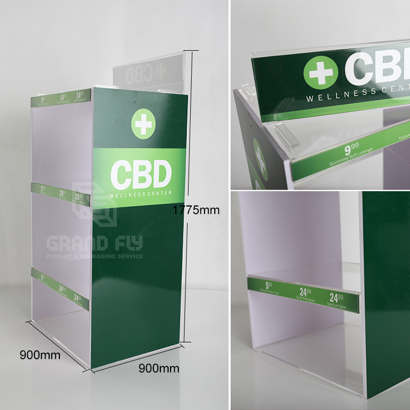 Semi-permanent CBD 3-Tier Acrylic Display Counter Unit-7