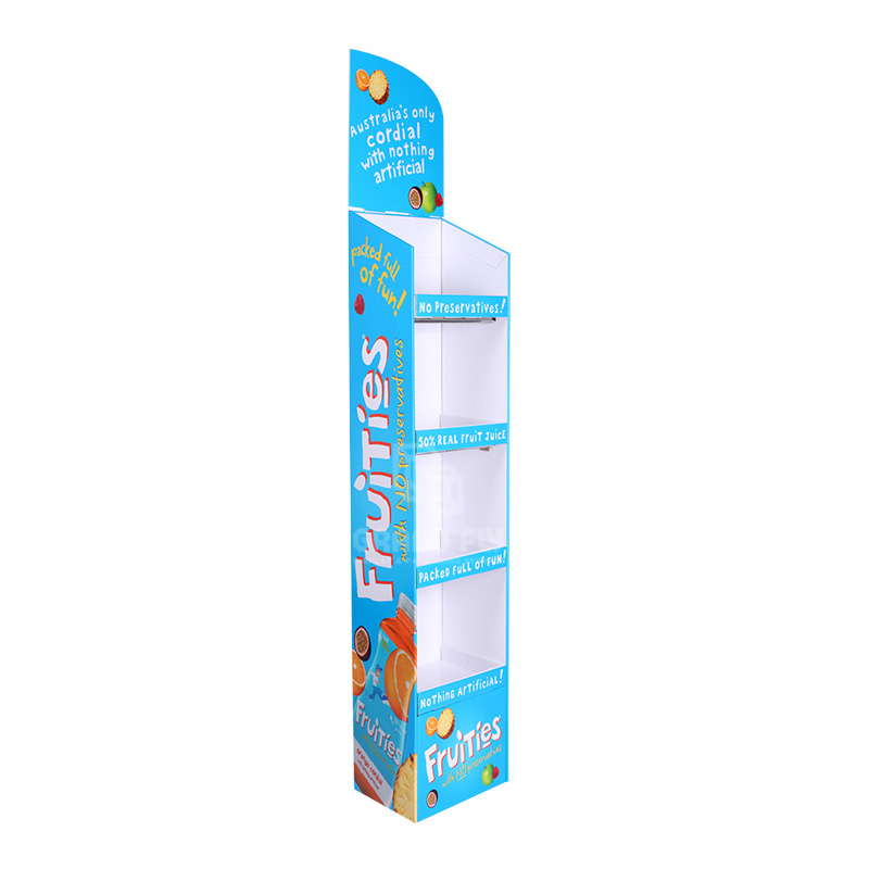 4 Tier Display Cardboard Floor Display Stand Shelf For DrinksBeverages-1