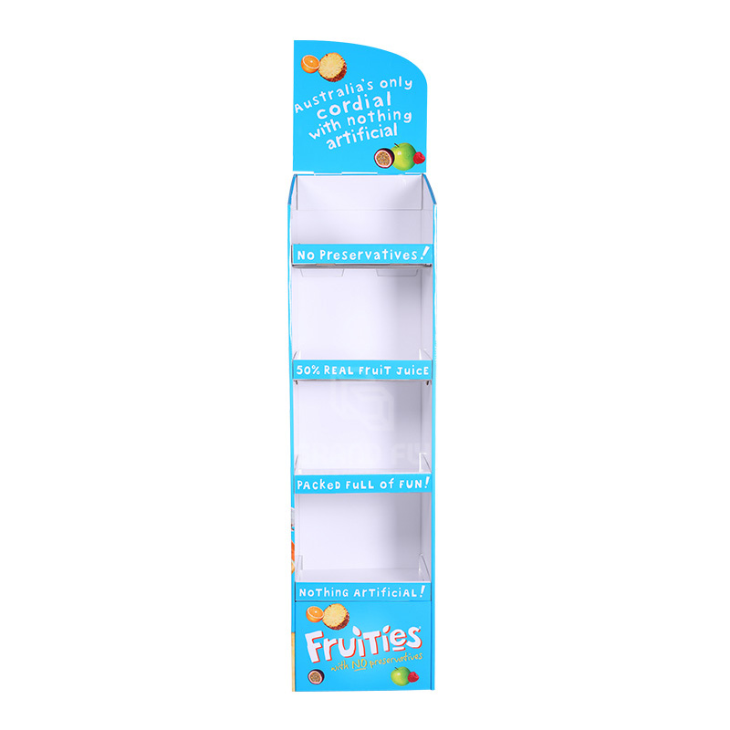 4 Tier Display Cardboard Floor Display Stand Shelf For DrinksBeverages-2