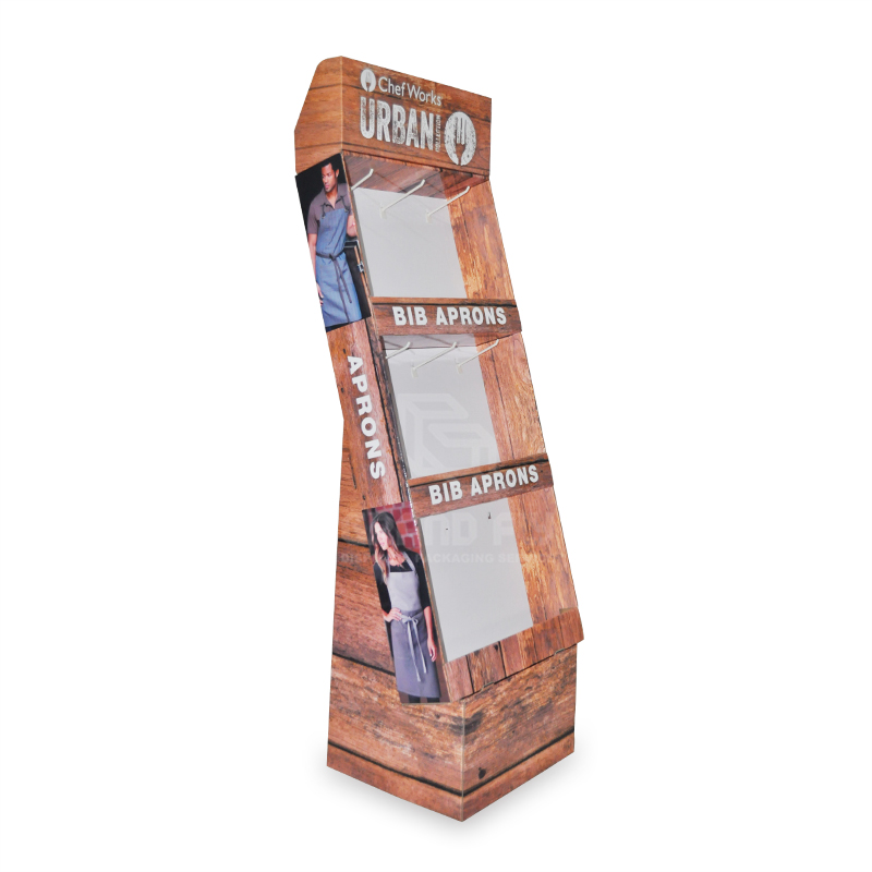 Aprons Corrugated POS Store Display Stand with Tiers & Hooks-1