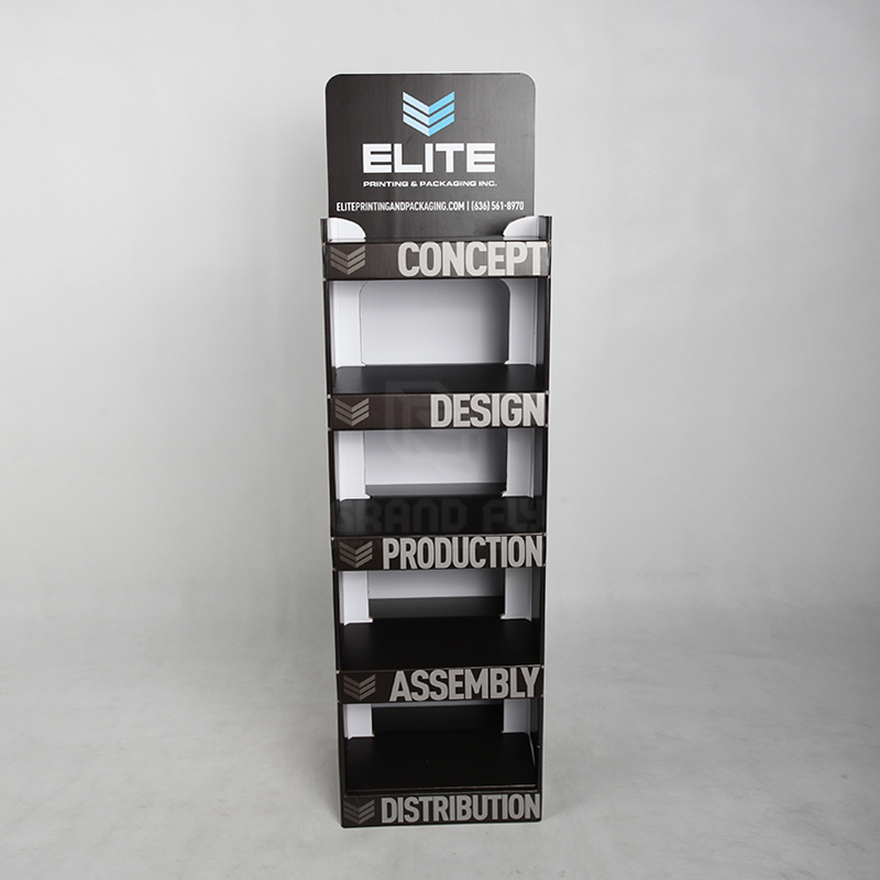 Bespoke Easy-assemble Pop Up Cardboard Paper Display Rack with Shelf for T-shirt-2