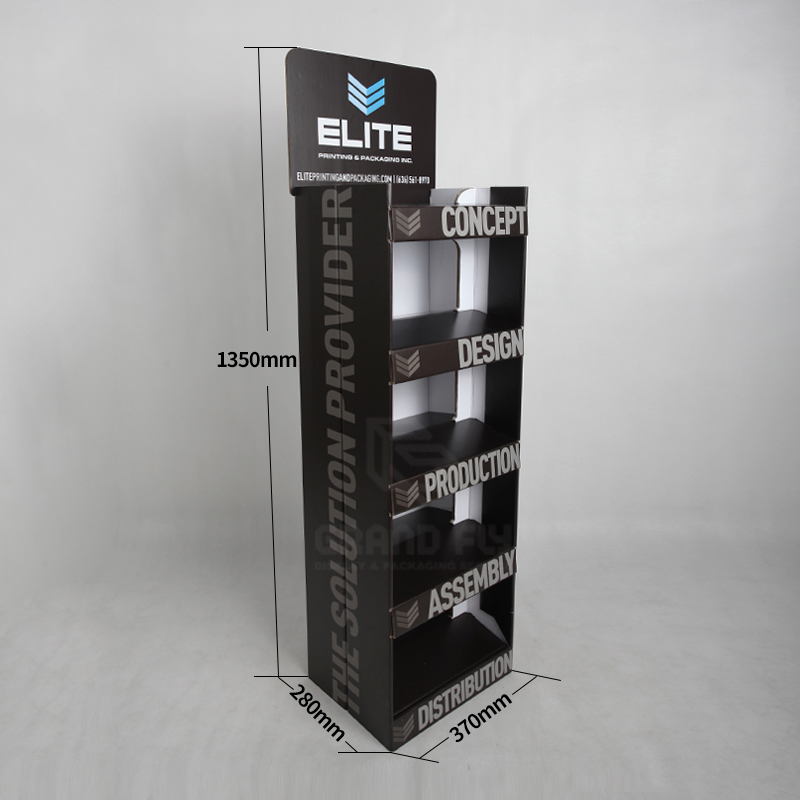 Bespoke Easy-assemble Pop Up Cardboard Paper Display Rack with Shelf for T-shirt-6