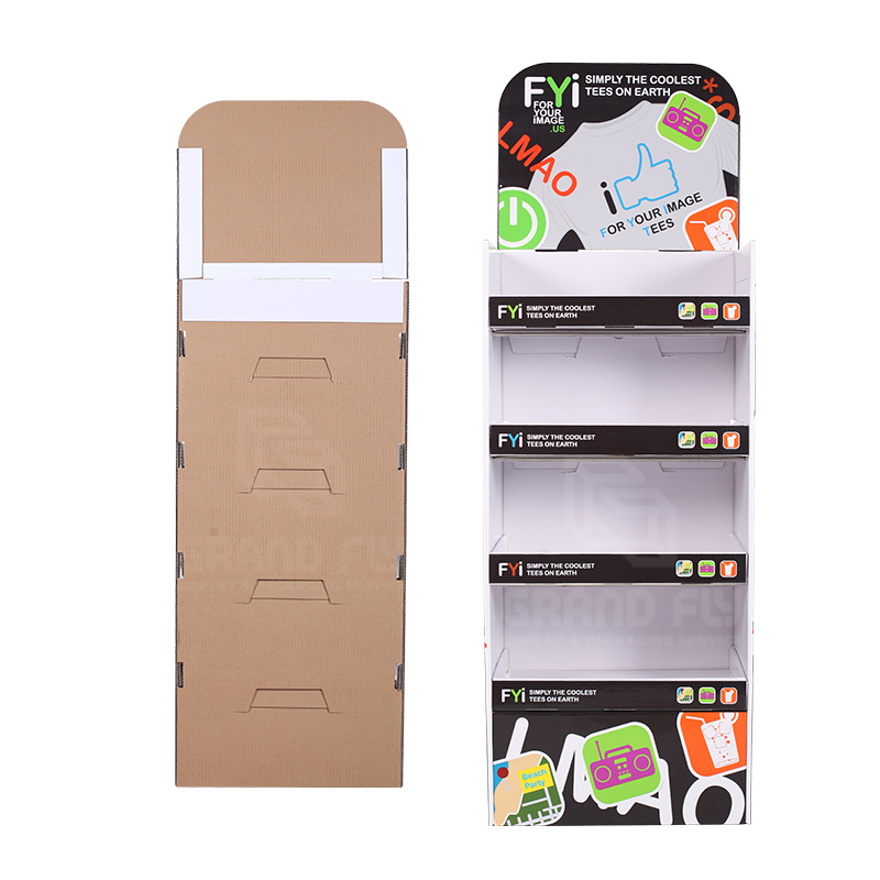 Cardboard 4 Shelf Retail Store Floor Standing Display for T-shirtGarment-5