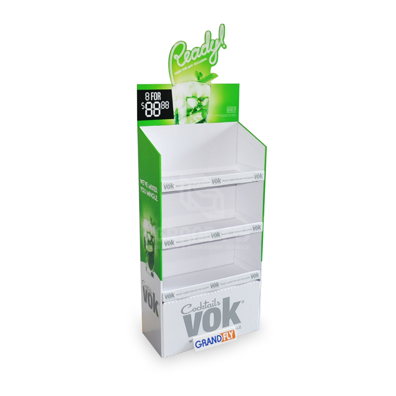 Cardboard Drink Beverages Dispay Stand with 3 Shelf & Custom 3D Header-1