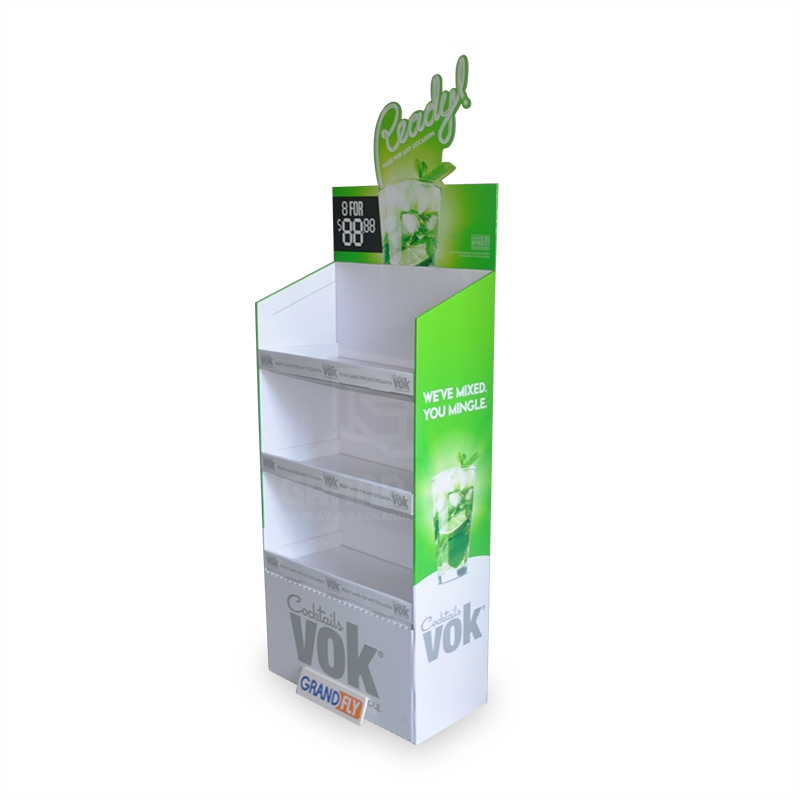 Cardboard Drink Beverages Dispay Stand with 3 Shelf & Custom 3D Header-2