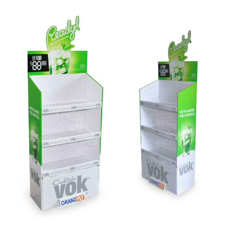 Cardboard Drink Beverages Dispay Stand with 3 Shelf & Custom 3D Header-4