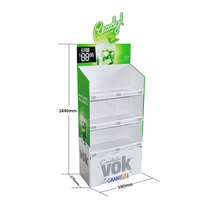 Cardboard Drink Beverages Dispay Stand with 3 Shelf & Custom 3D Header-5