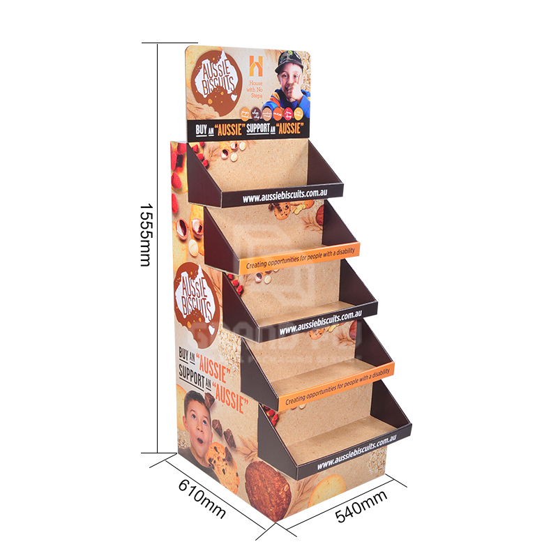 Cardboard Floor Display Stand with Five Tier for CookieBiscuits-6