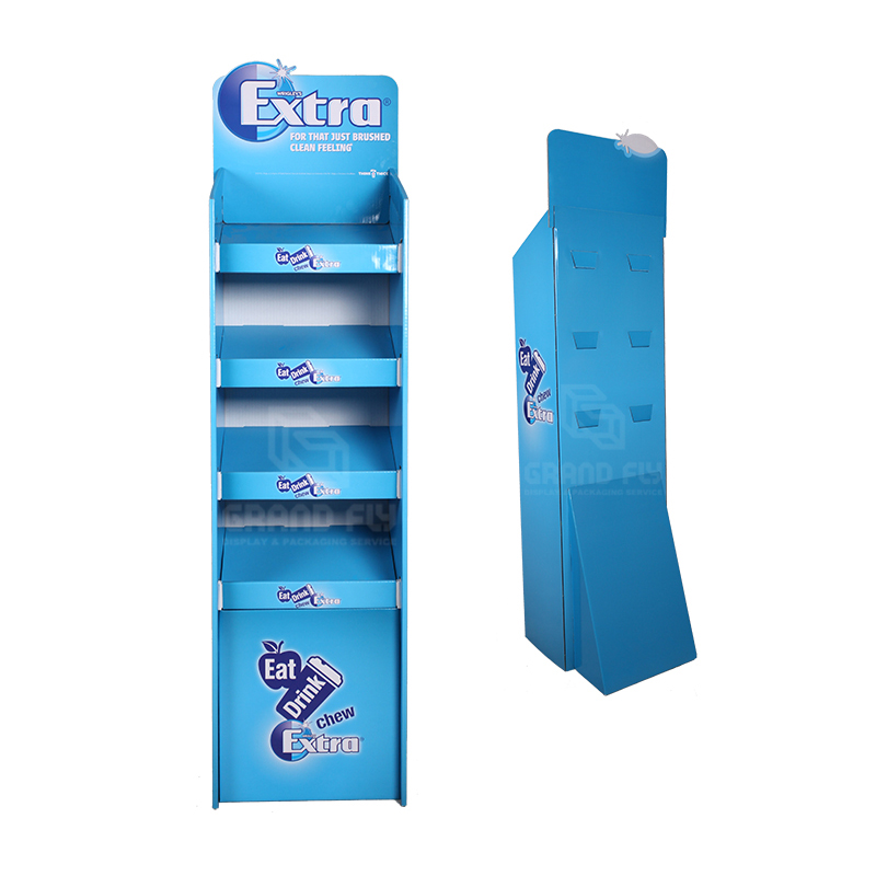 Extra Corrugated Floor Chewing Gum Store Tower Display Rack-4