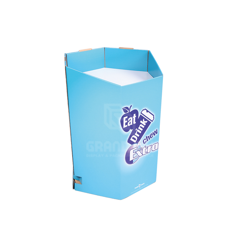 Extra POS Cardboard Hexagon Chewing Gum Retail Display Dump Bins-3