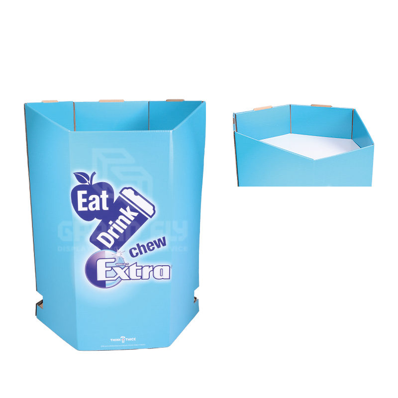 Extra POS Cardboard Hexagon Chewing Gum Retail Display Dump Bins-5