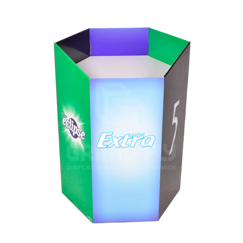 Extra POSM Cardboard Hexagon Chewing Gum Display Dump Bins-2