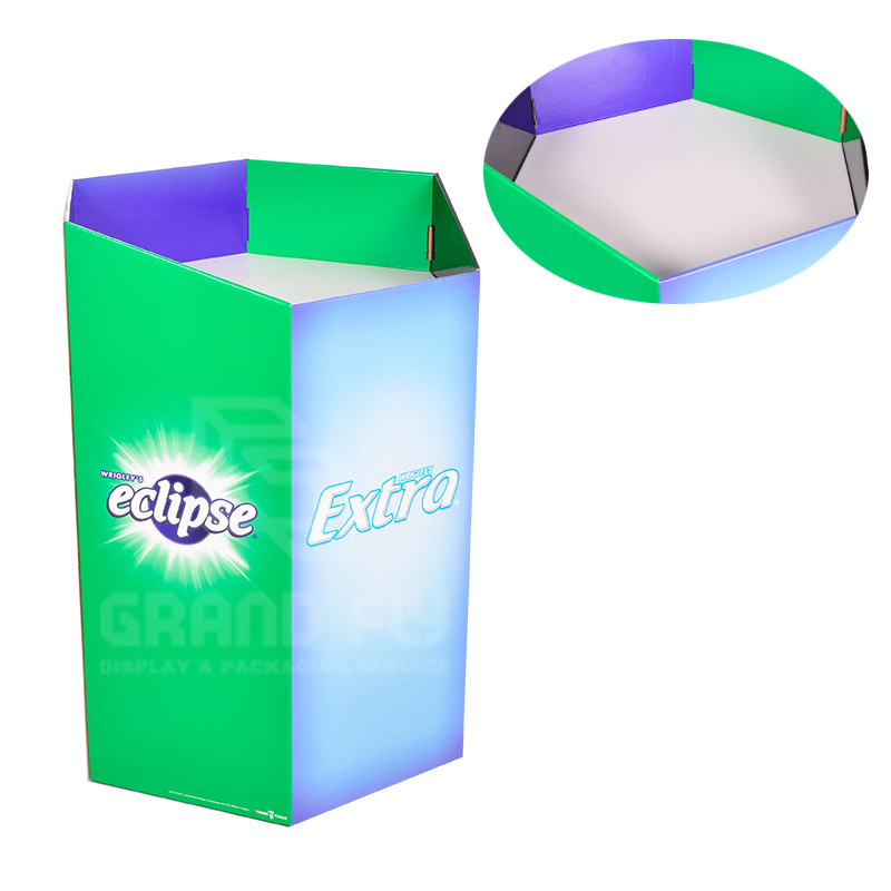 Extra POSM Cardboard Hexagon Chewing Gum Display Dump Bins-5