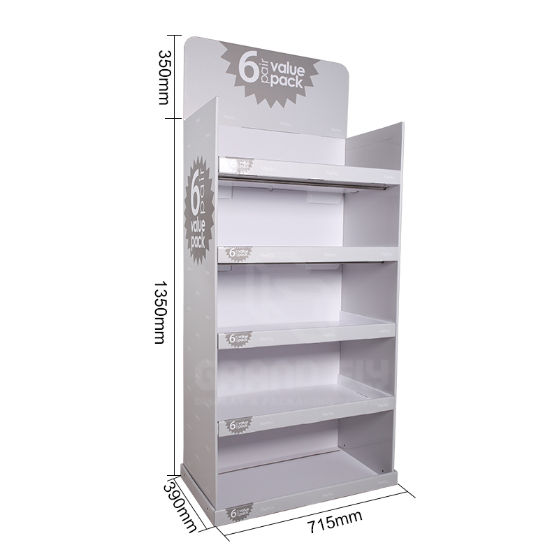 POS Cardboard Sock FSDU Display Stand with Five Shelf-6