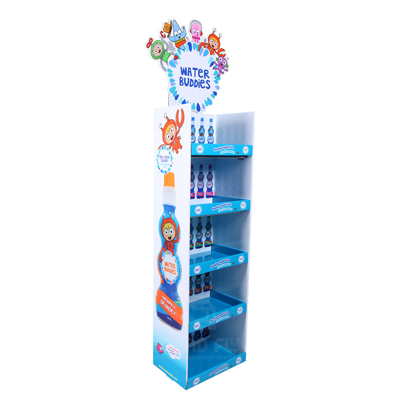 Recyclable Cardboard Floor Retail Display Stand For Drink-1