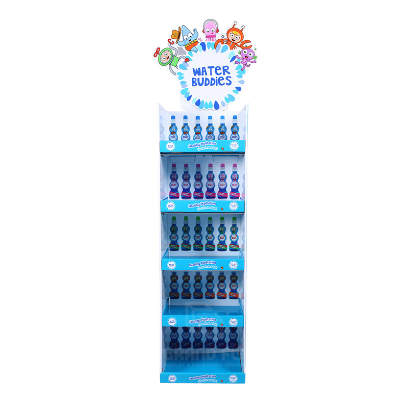 Recyclable Cardboard Floor Retail Display Stand For Drink-2