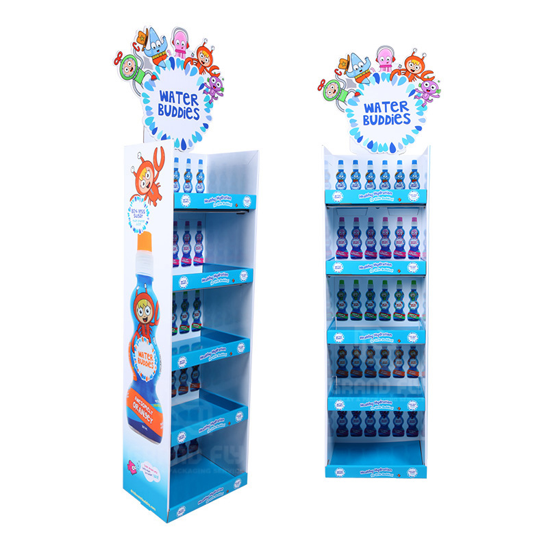 Recyclable Cardboard Floor Retail Display Stand For Drink-4