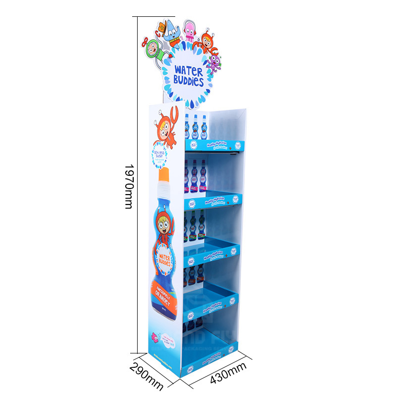 Recyclable Cardboard Floor Retail Display Stand For Drink-5