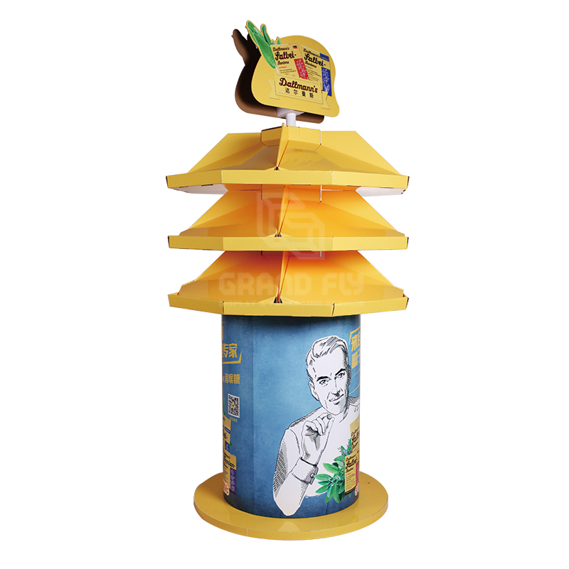 SweetsCandy Round Cardboard FSDU POP Display with Tray & Header-1