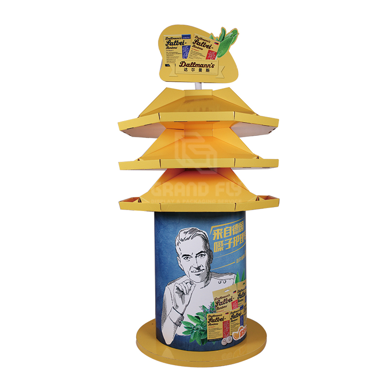 SweetsCandy Round Cardboard FSDU POP Display with Tray & Header-2