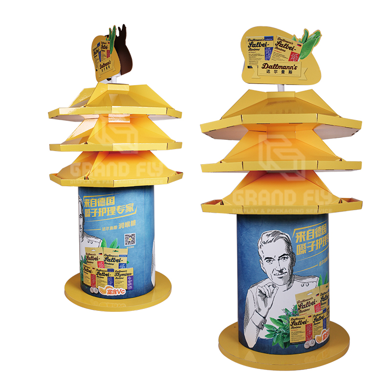 SweetsCandy Round Cardboard FSDU POP Display with Tray & Header-4