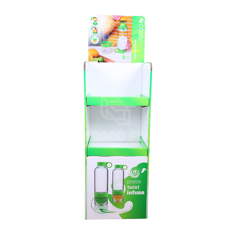 Two Tier Cardboard POP Bottle Floor Display Rack-2