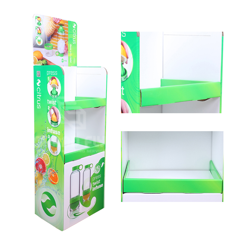 Two Tier Cardboard POP Bottle Floor Display Rack-5