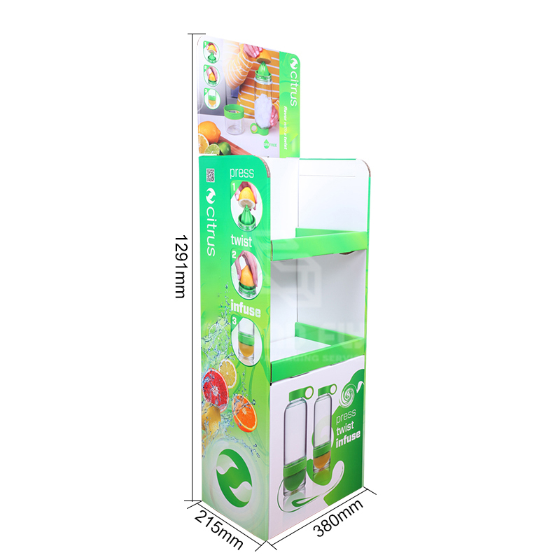 Two Tier Cardboard POP Bottle Floor Display Rack-6