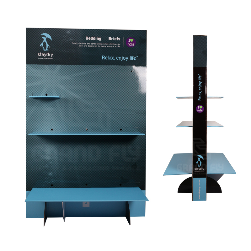 Two-sided FSDU Cardbaord POS Display Stand with Shelf for SheetPillow-5