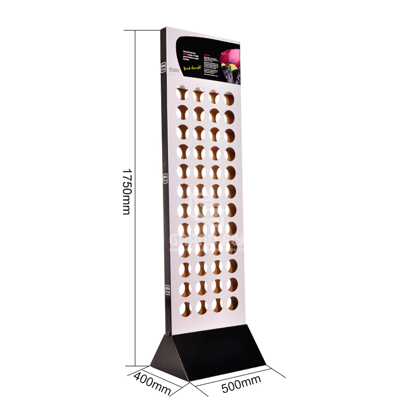 2 Side Cardboard Floor Water Bottle Display Rack-4 2 Side Cardboard Floor Water Bottle Display Rack-4
