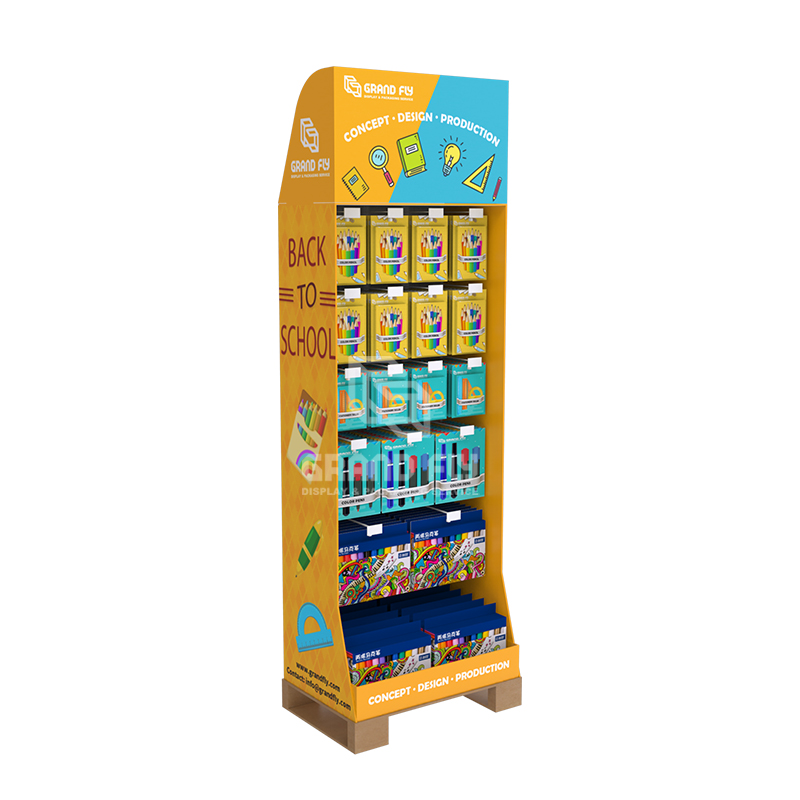 BTS 14 Pallet Corrugated Floor Hook Shipper Display for School Supplies-1 BTS 14 Pallet Corrugated Floor Hook Shipper Display for School Supplies-1