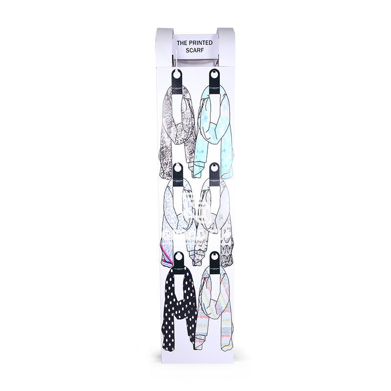 Four-side Scarf Cardboard Carton Floor Display Unit with Peg Hook-2 Four-side Scarf Cardboard Carton Floor Display Unit with Peg Hook-2